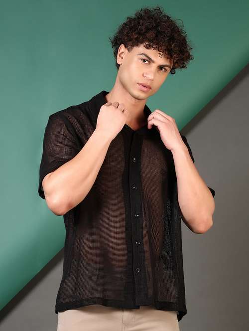 men self design short sleeve regular fit casual shirt - 21692779 - Very Small Image - 1