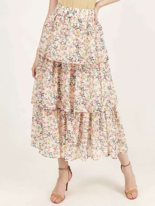 white polyester aline skirts - 21693281 - Very Small Image - 1