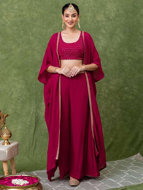 women magenta sequin work ethnic set - 21694681 - Very Small Image - 1