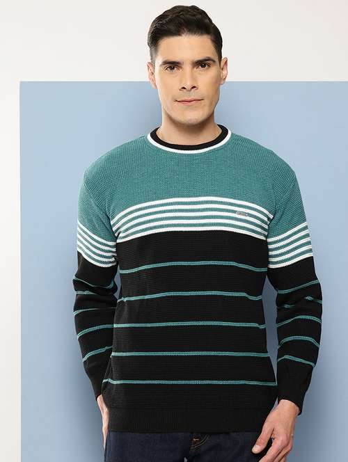 men crew neck striped pullover - 21694833 - Very Small Image - 1