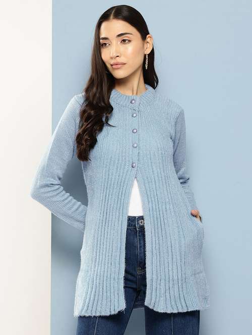 women long sleeves self design cardigan - 21694980 - Very Small Image - 1