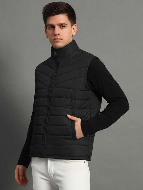 men sleeveless solid puffer jacket - 21706682 - Very Small Image - 1