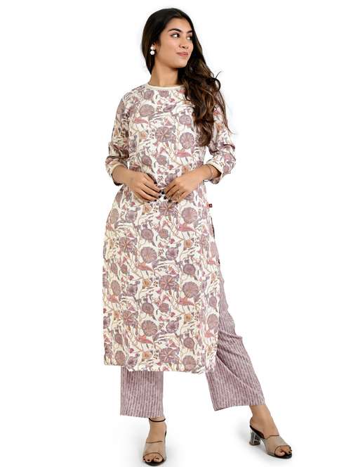 women floral three quarter sleeve staright kurta - 21708137 - Very Small Image - 1