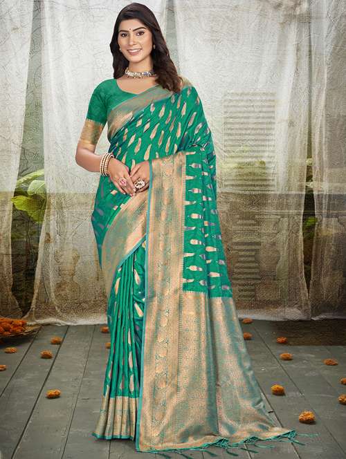 women self design banarasi saree with blouse - 21708873 - Very Small Image - 1