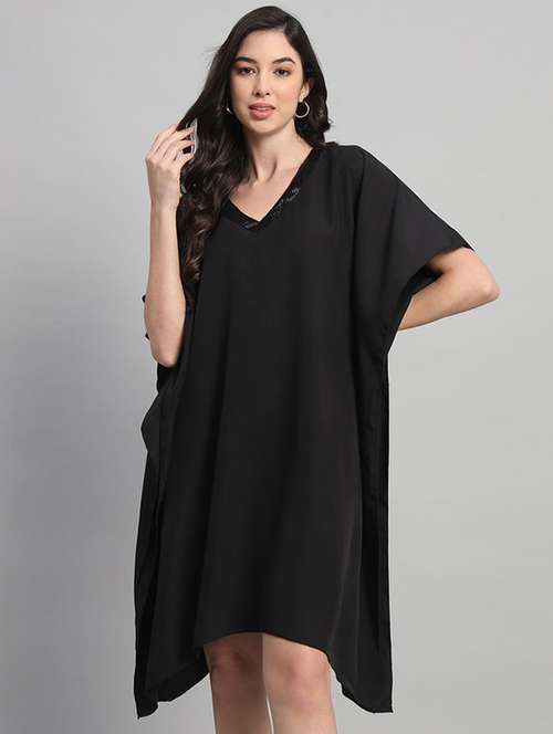 women solid relaxed fit kaftan dress - 21709743 - Very Small Image - 1