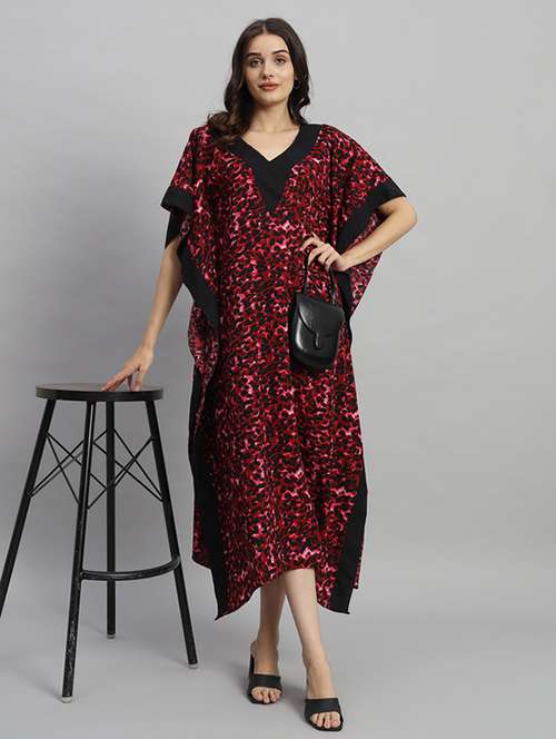 women animal print relaxed fit kaftan dress - 21709751 - Very Small Image - 1