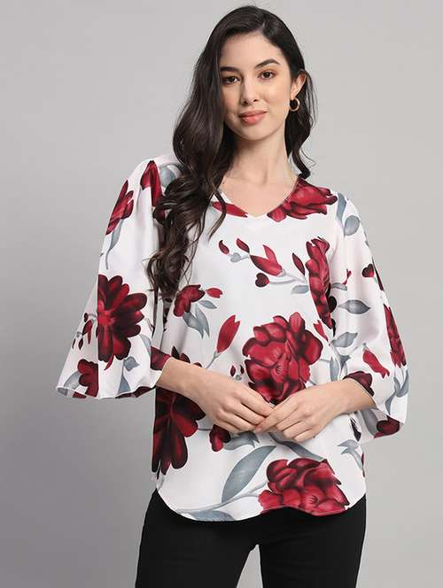 women floral print puff sleeves regular top - 21709782 - Very Small Image - 1