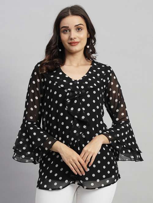 women polka doted bell sleeves regular top - 21709791 - Very Small Image - 1