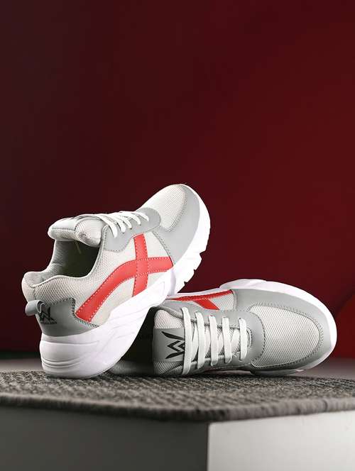 men grey color block running sport shoes - 21710335 - Very Small Image - 1