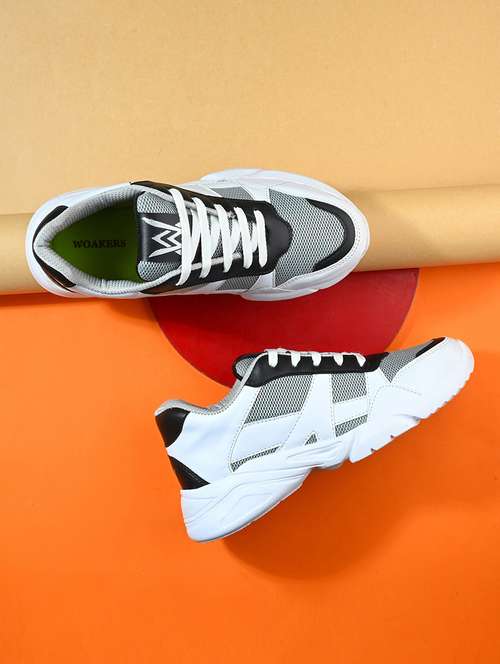 men grey color block running sport shoes - 21710337 - Very Small Image - 1