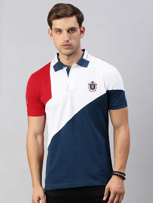 men color blocked short sleeves polo t-shirt - 21712294 - Very Small Image - 1