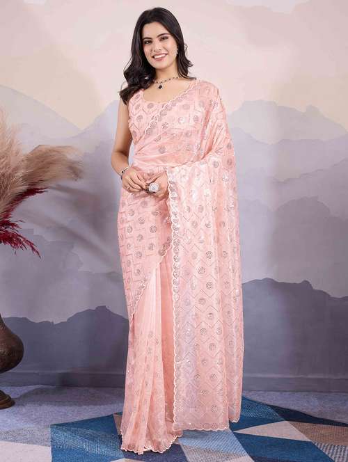 women sequin work embellished saree with blouse - 21713587 - Very Small Image - 1