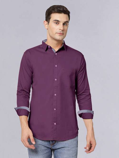 men long sleeves solid casual shirt - 21716601 - Very Small Image - 1