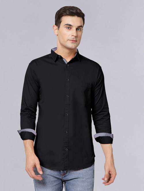 men long sleeves solid casual shirt - 21716607 - Very Small Image - 1