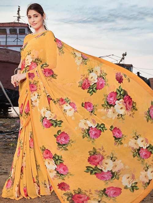 women printed casual wear saree with blouse - 21722312 - Very Small Image - 1