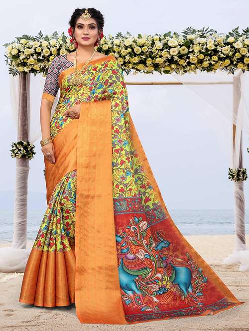 women printed casual wear saree with blouse - 21722512 - Very Small Image - 1