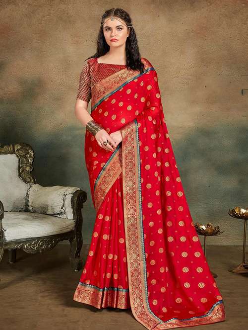 women printed bordered saree with blouse - 21722976 - Very Small Image - 1