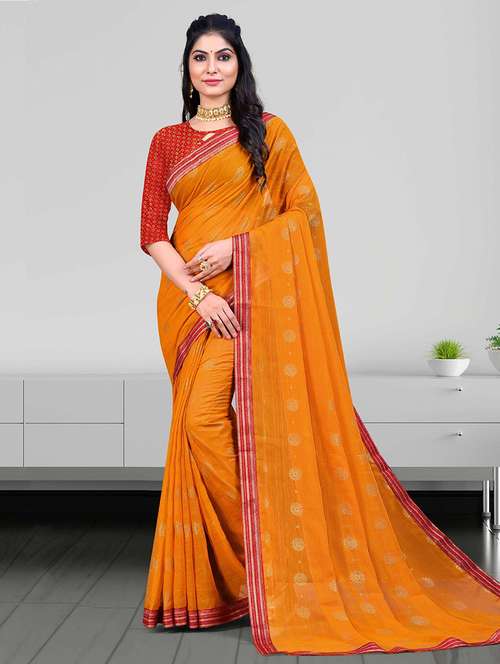 women printed bordered saree with blouse - 21723252 - Very Small Image - 1