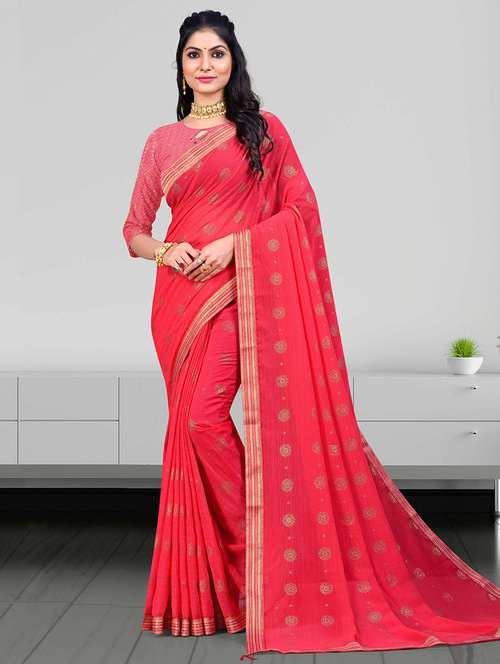 women printed bordered saree with blouse - 21723254 - Very Small Image - 1