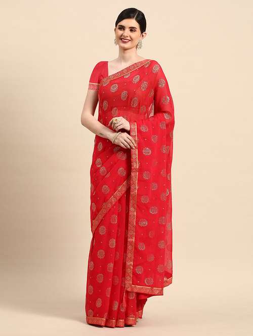 women printed bordered saree with blouse - 21723276 - Very Small Image - 1