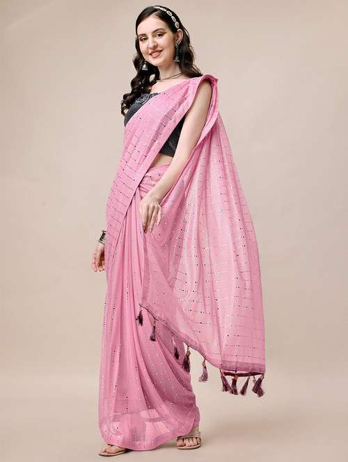 women pink embellished saree with blouse - 21723308 - Very Small Image - 1