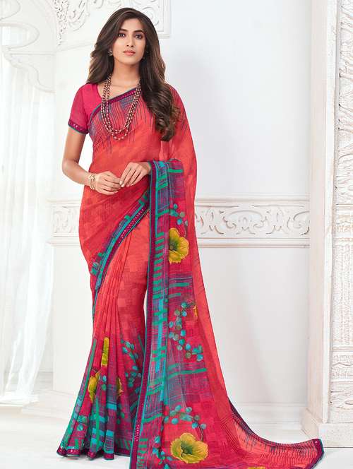 women printed casual wear saree with blouse - 21723880 - Very Small Image - 1