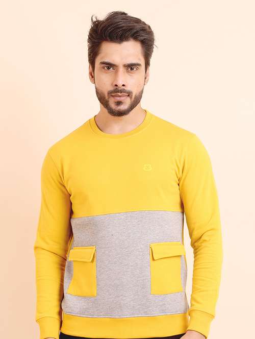 men long sleeves color block sweatshirt - 21724400 - Very Small Image - 1