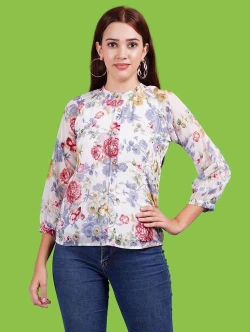 women floral print puff sleeves regular top - 21731140 - Very Small Image - 1
