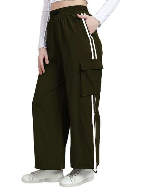 women solid high rise track pant - 21739057 - Very Small Image - 1