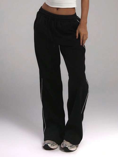 women solid mid rise track pant - 21739542 - Very Small Image - 1