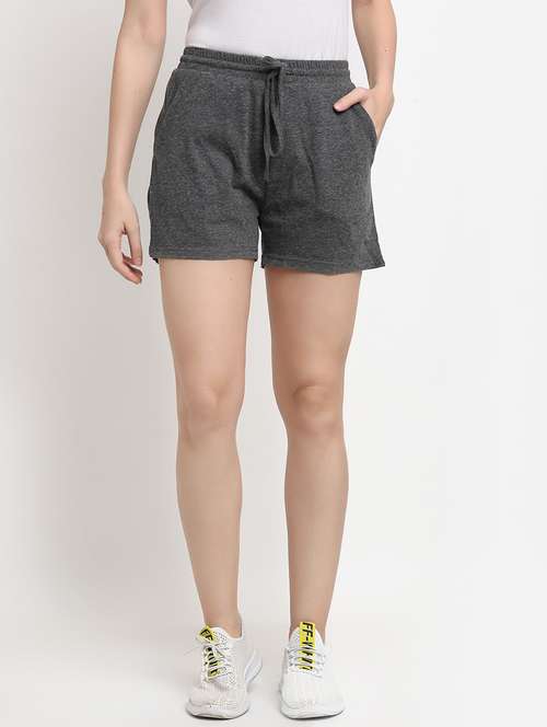 women solid high rise regular shorts - 21740407 - Very Small Image - 1