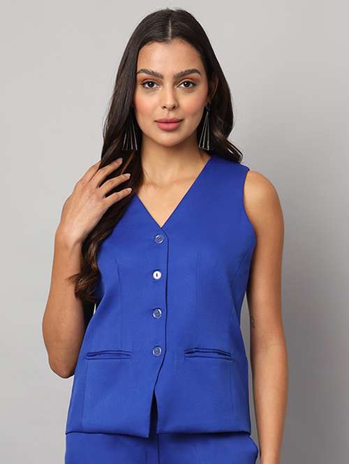 blue polyester waist  coat - 21740917 - Very Small Image - 1