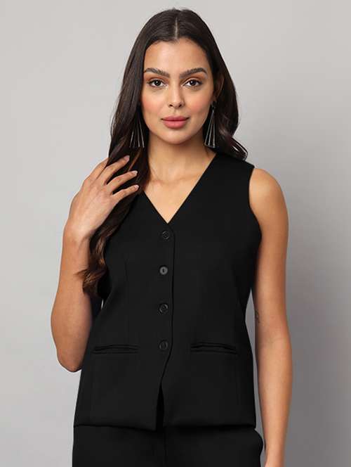 black polyester waist  coat - 21740918 - Very Small Image - 1