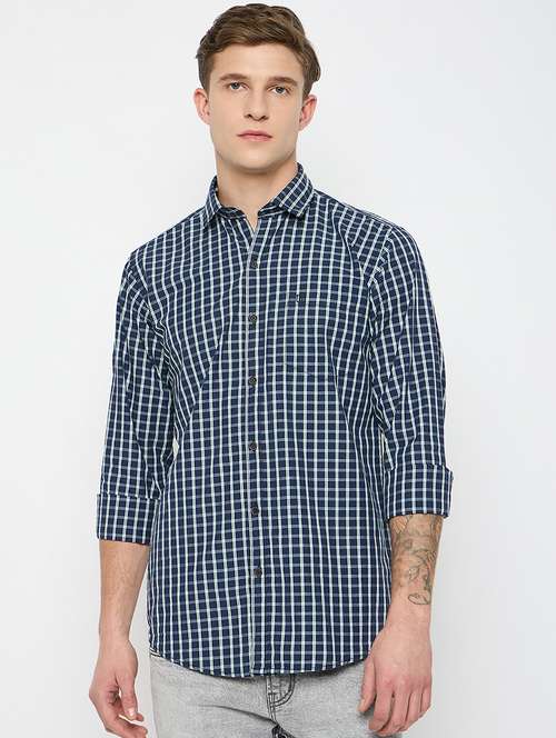 men long sleeves checkered casual shirt - 21743341 - Very Small Image - 1