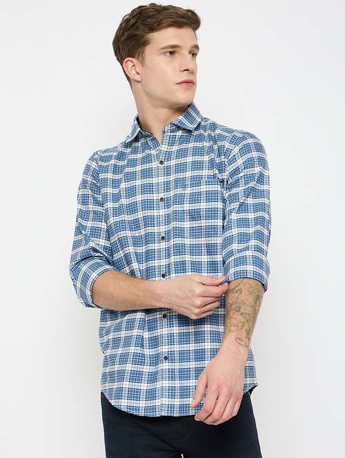 men long sleeves checkered casual shirt - 21743343 - Very Small Image - 1