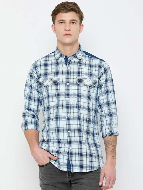 men long sleeves checkered casual shirt - 21743373 - Very Small Image - 1