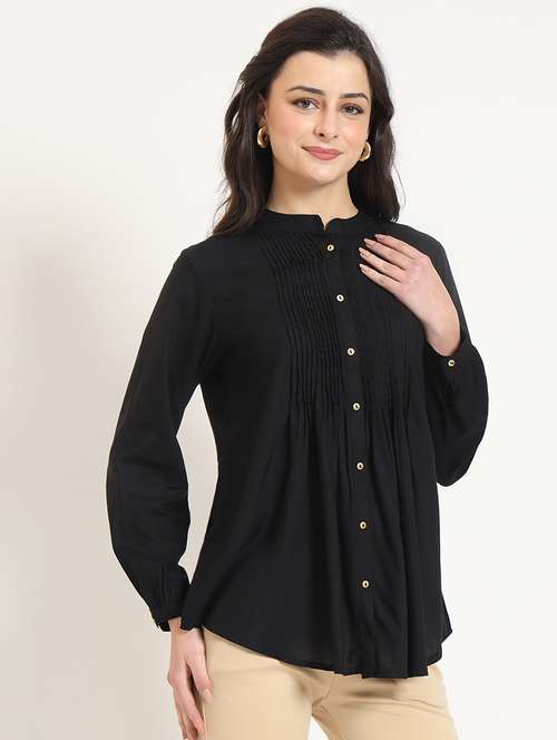 women solid long sleeve top - 21743420 - Very Small Image - 1