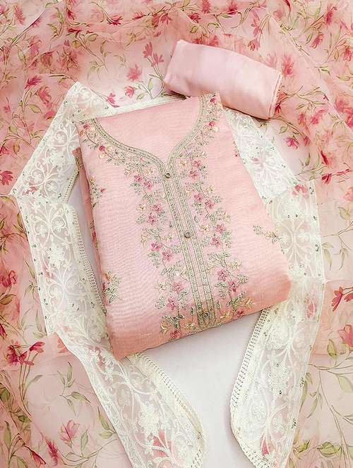 embroidered unstitched suit set with dupatta - 21744062 - Very Small Image - 1