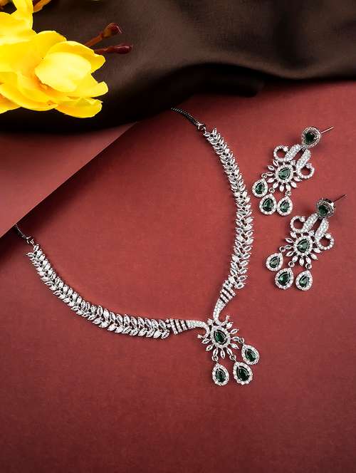 designer silver-plated ad jewelry set with matching earrings  - 21746857 - Very Small Image - 1