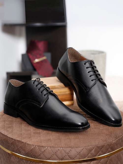 men solid lace-up derbys - 21748094 - Very Small Image - 1