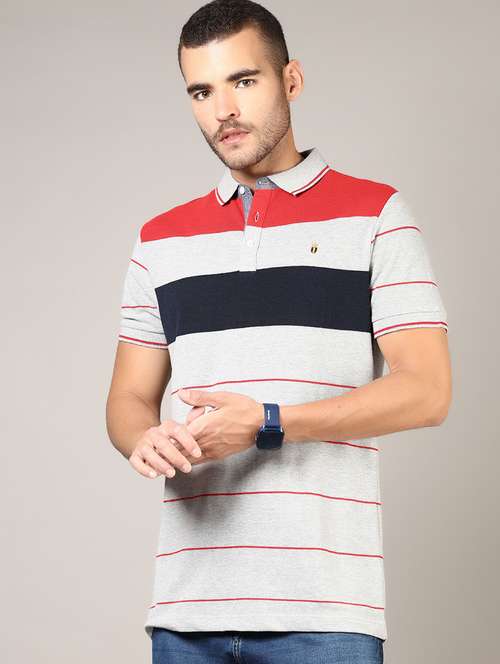 men striped short sleeve regular fit polo t-shirt - 21753434 - Very Small Image - 1