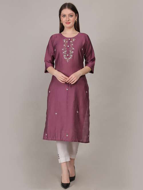 women three quarter sleeve straight kurta - 21768112 - Very Small Image - 1