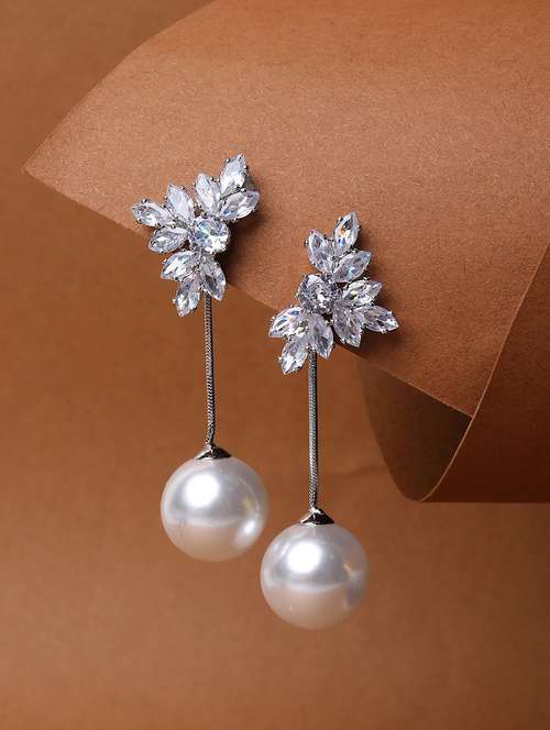 alloy earrings with pearl drop for women - 21775471 - Very Small Image - 1
