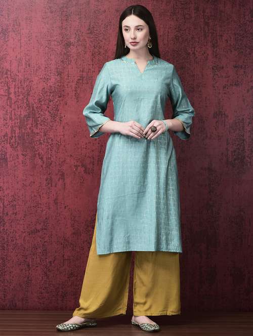 women three quarter sleeve straight kurta - 21785456 - Very Small Image - 1