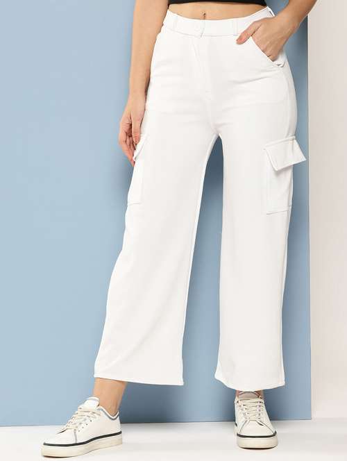 girls solid mid rise relaxed fit cargo - 21786411 - Very Small Image - 1