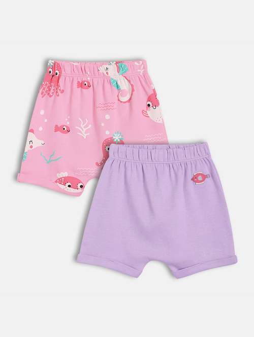 girls pack of 2 mid rise printed shorts - 21841139 - Very Small Image - 1