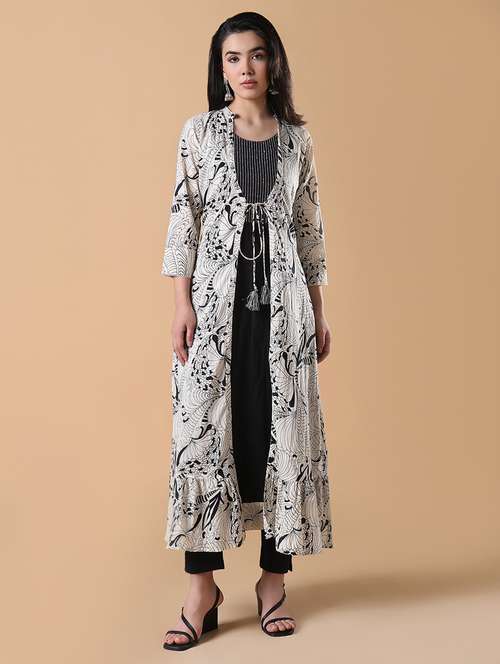 Women Black Sleeveless Kurta With Jacket - 21843131 - Very Small Image - 1