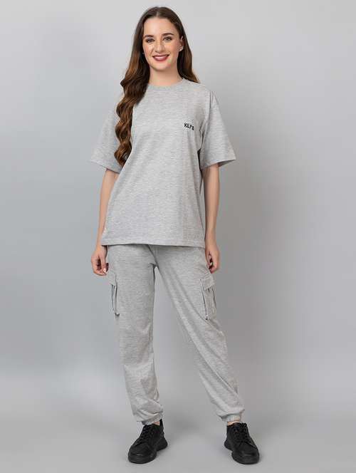 women solid t-shirt and jogger co-ord set - 21854375 - Very Small Image - 1