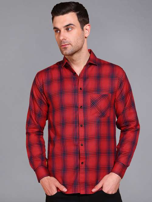 men checked long sleeve regular fit casual shirt  - 21866518 - Very Small Image - 1