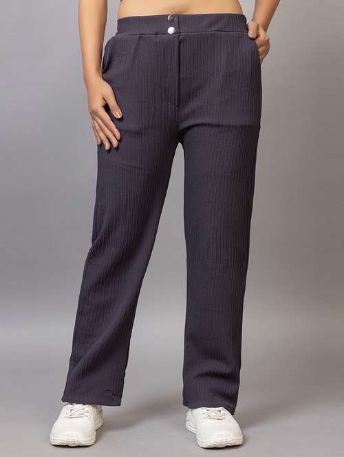 women solid mid rise straight trouser - 21869853 - Very Small Image - 1